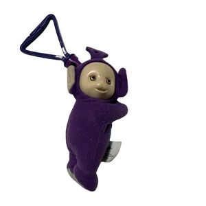 Vintage 2000 Teletubbies Keychain Hanger TinkyWinky Purple Plush Clip On Toy 4"